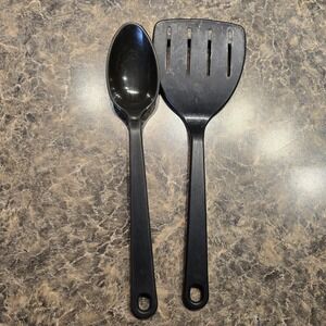 Vintage Tailor Made Black Nylon Spatula And Spoon 12"